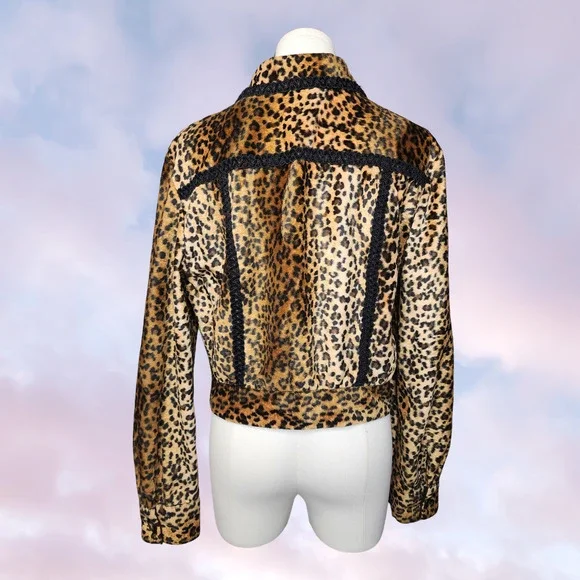 Rare Vtg 80s Howard Wolf Cheetah Leopard Print Brown Black Boho Western Jacket - Picture 6 of 7